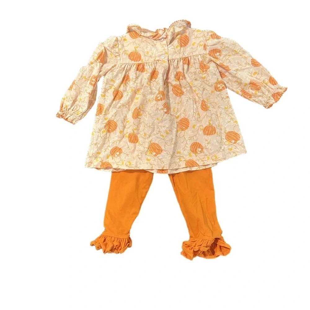 Kids Pumpkin Print Top Pants Set